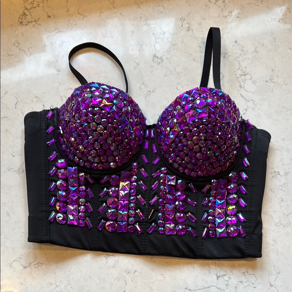 Embellished Purple Bustier Top